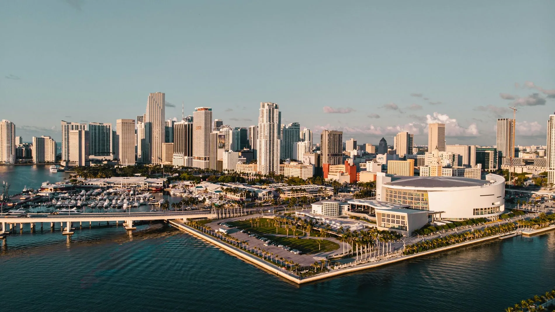 Downtown Miami skyline over Biscayne Bay, Florida